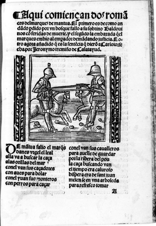 Ilustración inicial - Estampa bélica: Enfrentamiento de jinetes.